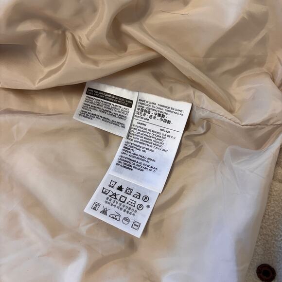 Levi's Premium Jacket Red Tab Cream Womens L Sherpa Fleece Deep Pile Trucker - Picture 7 of 10